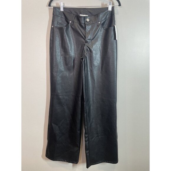 Pacsun Black Faux Leather Pants Wide Leg Women's Size XS NWT NEW Grunge Rock - Picture 2 of 12
